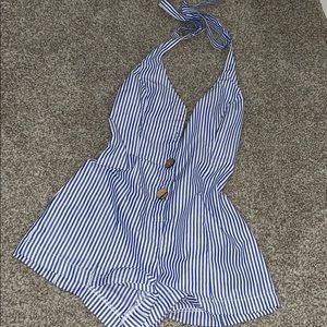 Tie at neck romper